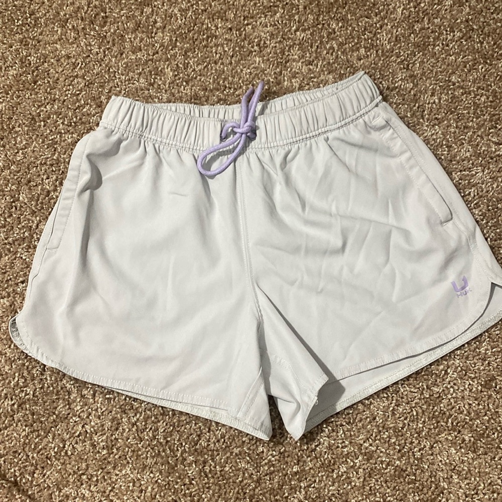 Huk Women's Athletic Shorts - White and Purple